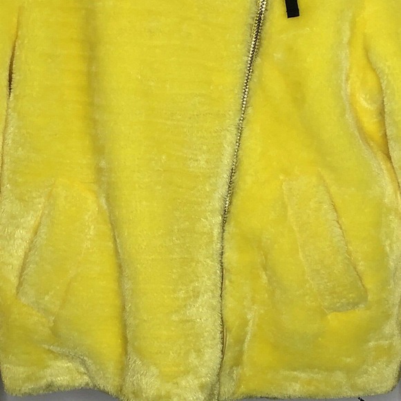NWT Juicy Couture Black Label Womens Faux Fur Moto Jacket Size Small Yellow - Picture 7 of 12